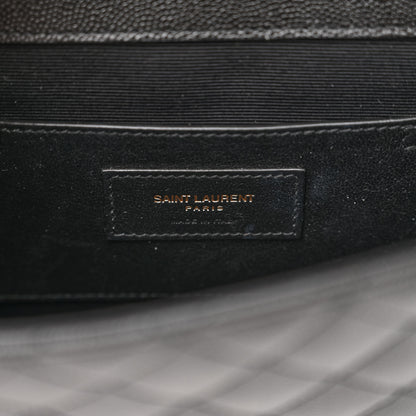 Saint Laurent Grain De Poudre Textured Mixed Matelasse Triquilt Small Monogram Satchel Black 6 of 10