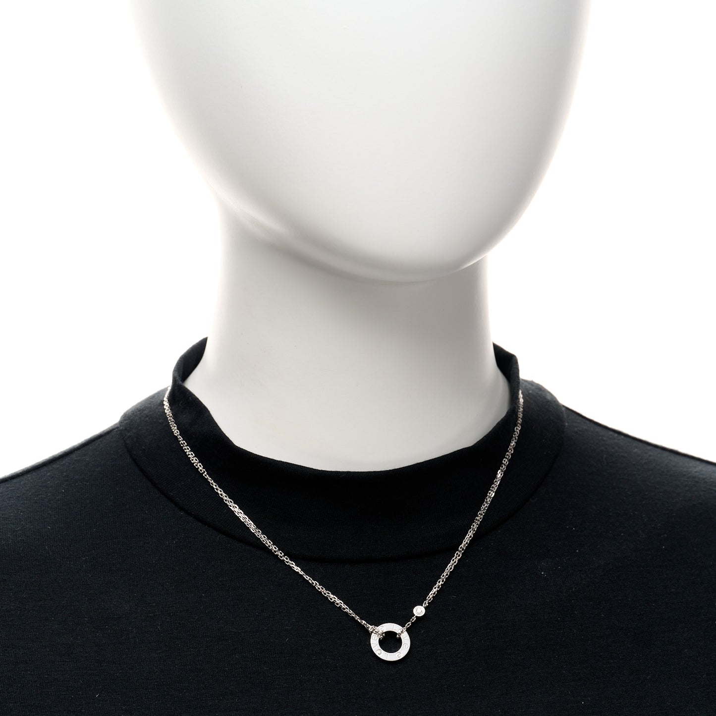 18K White Gold 2 Diamond LOVE Necklace