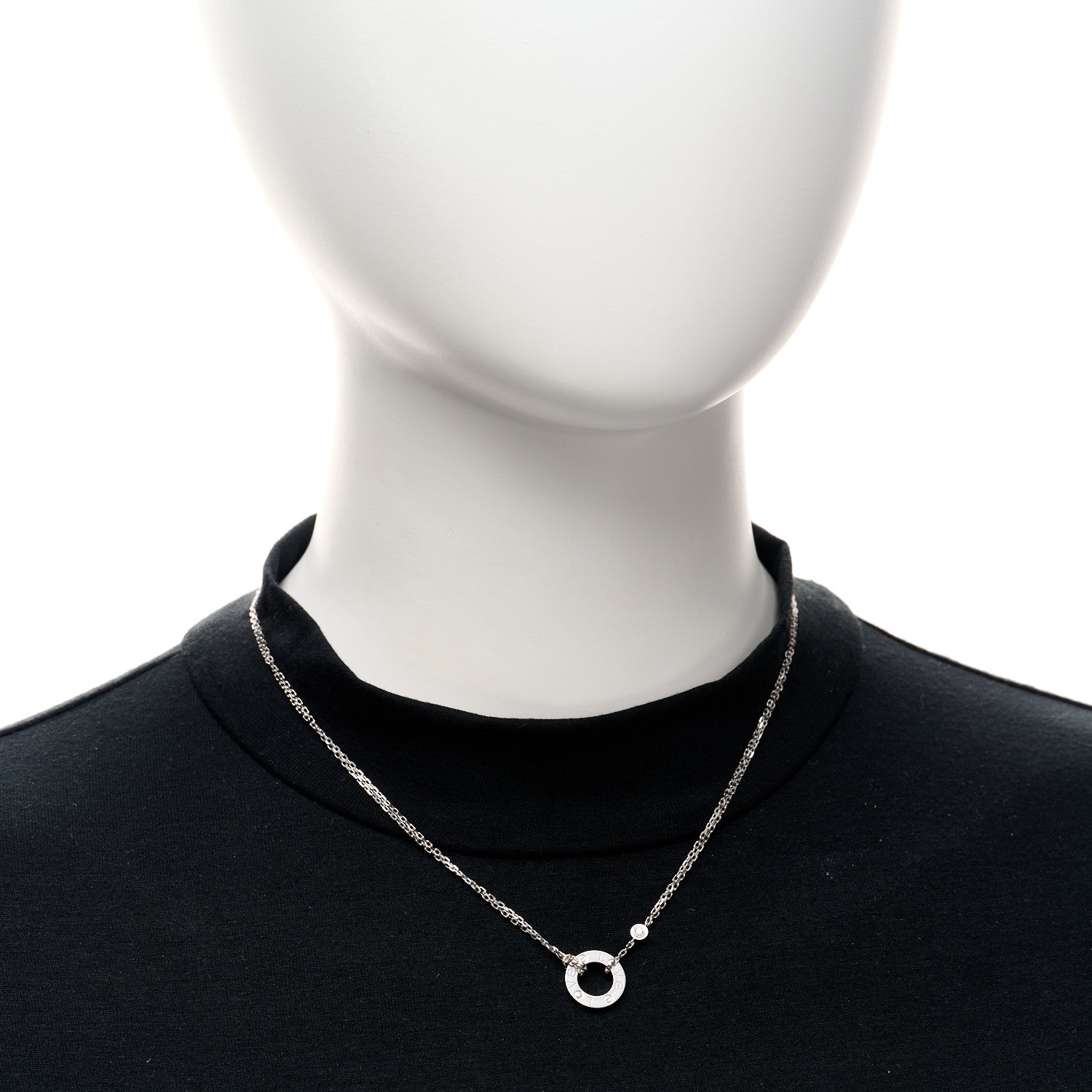 Cartier 18K White Gold 2 Diamond LOVE Necklace 2 of 4