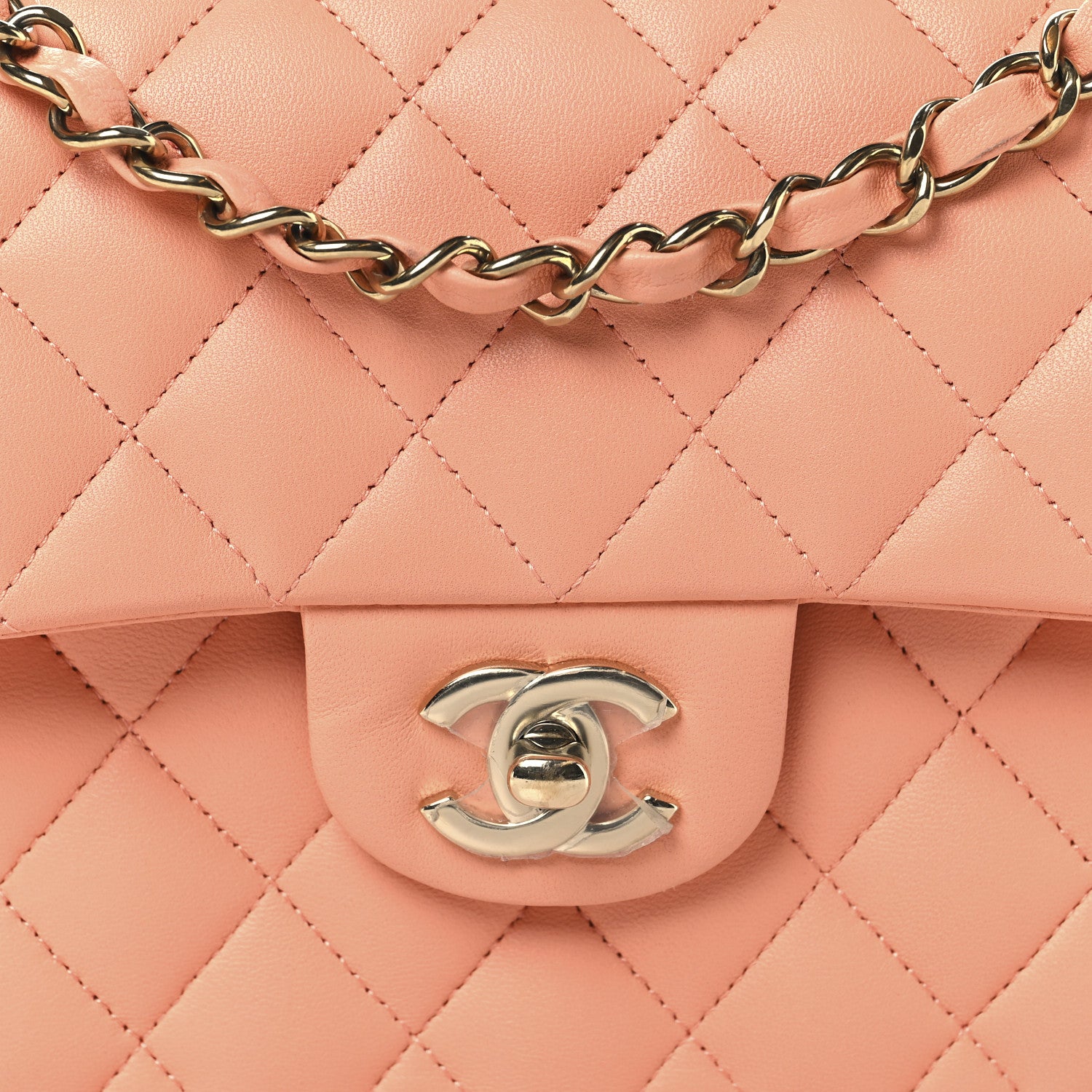 Chanel Lambskin Quilted Small Double Flap Light Orange 8 of 13