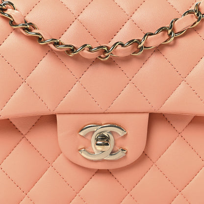 Chanel Lambskin Quilted Small Double Flap Light Orange 8 of 13