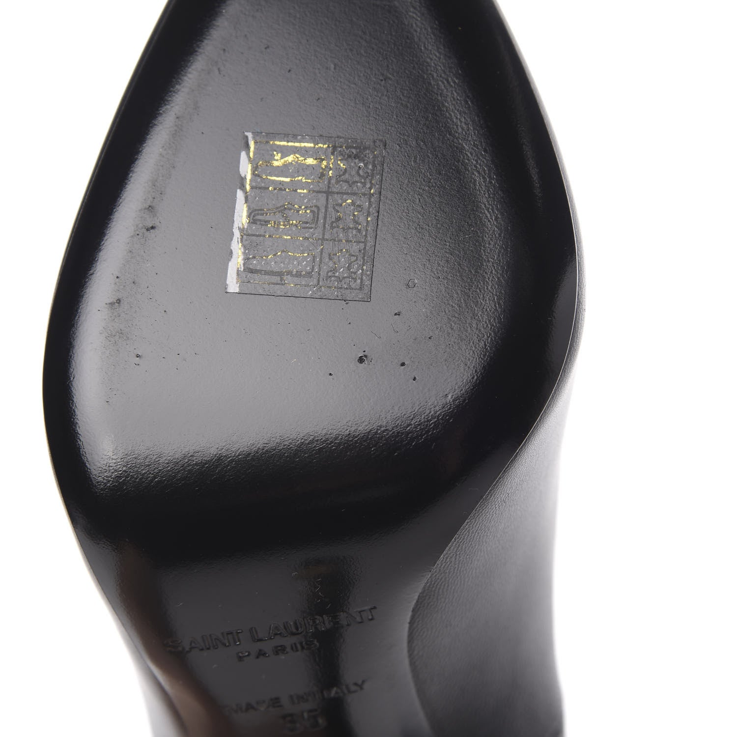 Saint Laurent Calfskin Opyum 100 Pumps 35 Black Gold 9 of 11