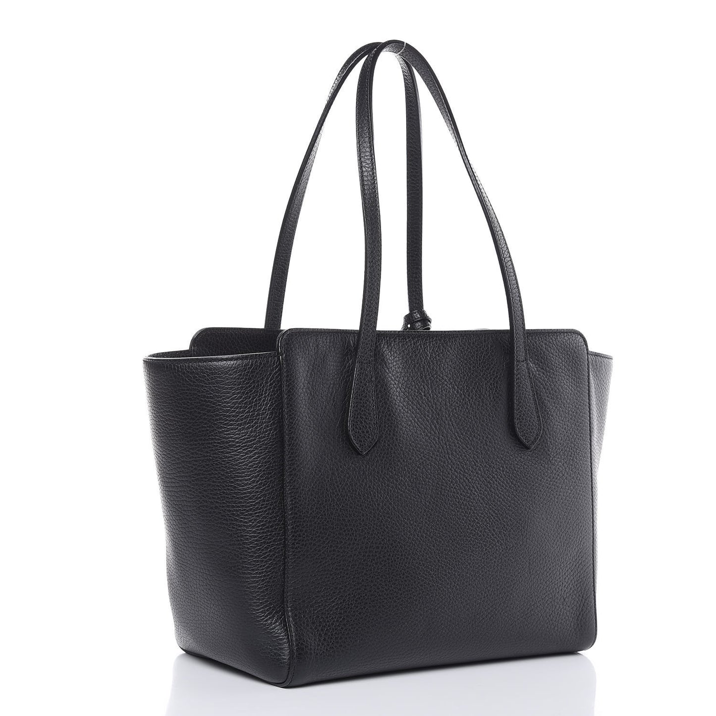 Pebbled Calfskin Small Swing Tote Black