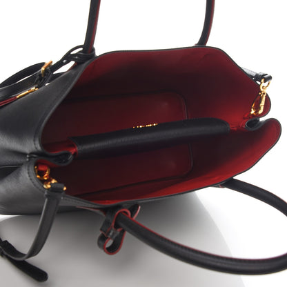 Prada Saffiano Cuir Medium Double Bag Black Fuoco 6 of 9