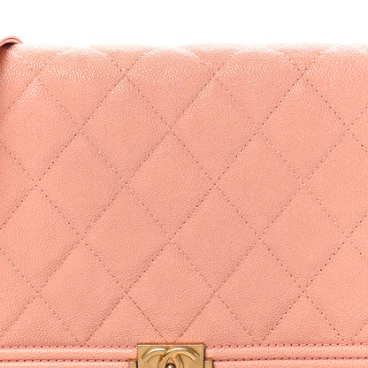 Chanel Caviar Quilted Boy Wallet On Chain WOC Pink 8 of 11