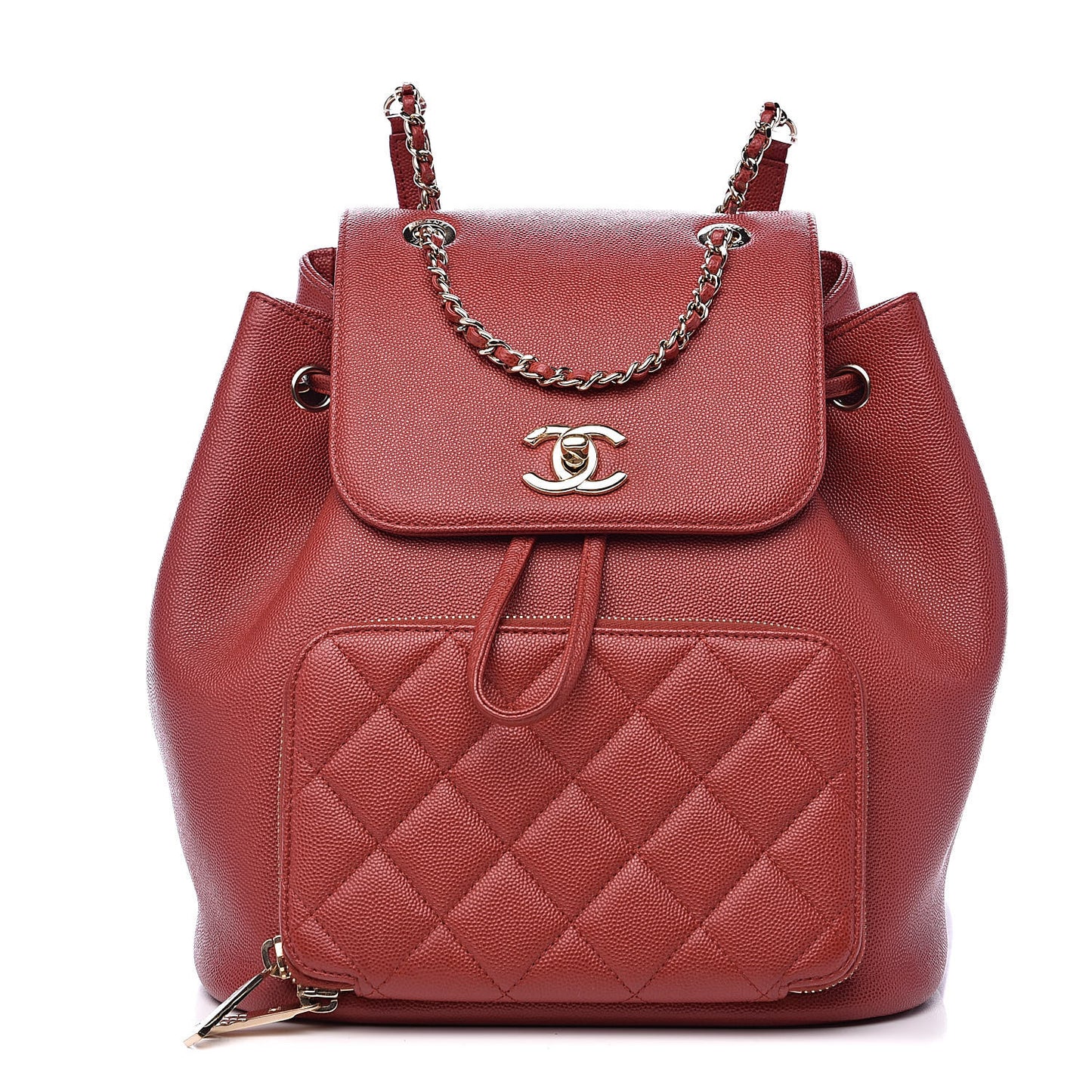 Caviar Quilted Business Affinity Backpack Dark Red
