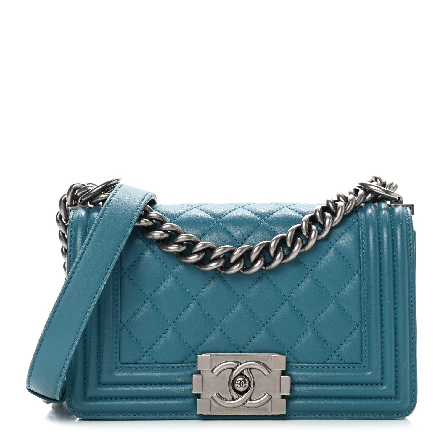 Chanel Lambskin Quilted Small Boy Flap Dark Turquoise 1 of 12