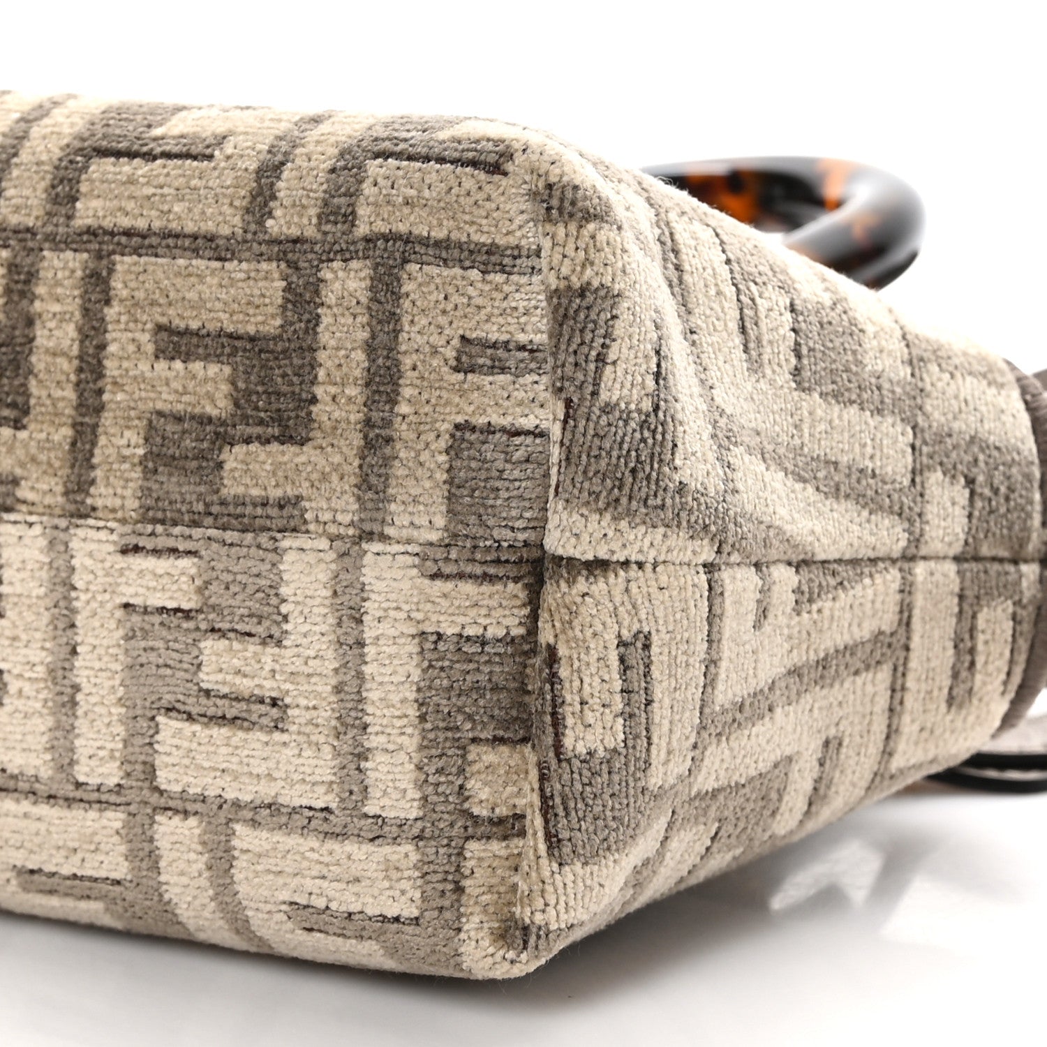 Fendi Chenille Vitello King Plexiglass FF Mini By The Way Top Handle Boston Bag Tortora Nuvola 9 of 9