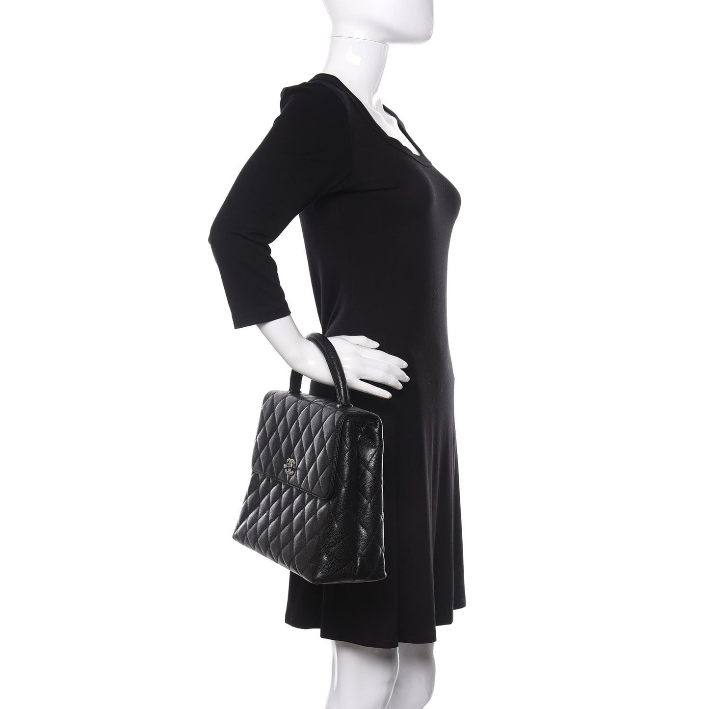 Caviar Quilted Jumbo Kelly Flap Black