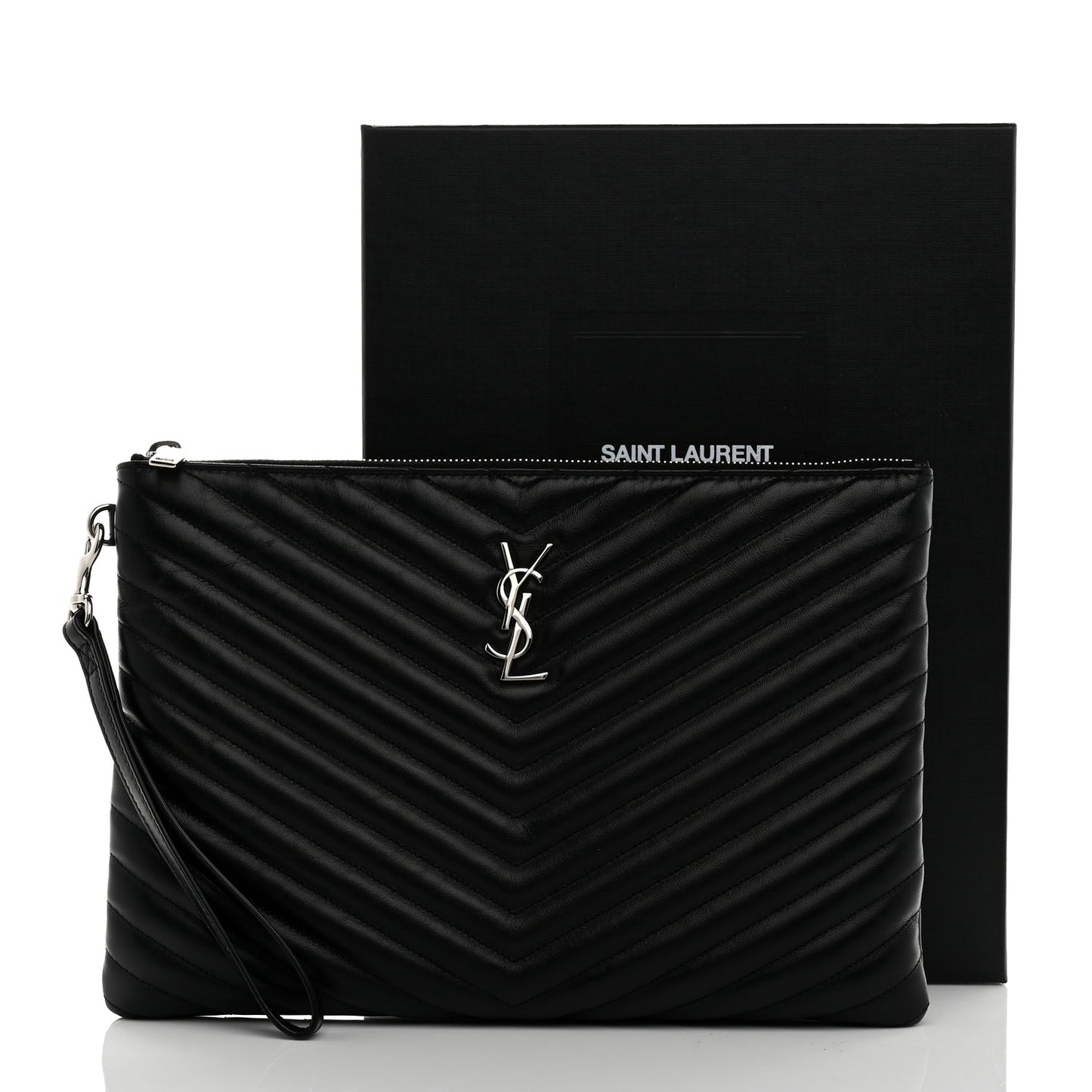 Calfskin Matelasse Monogram Cassandre Tablet Pouch Black
