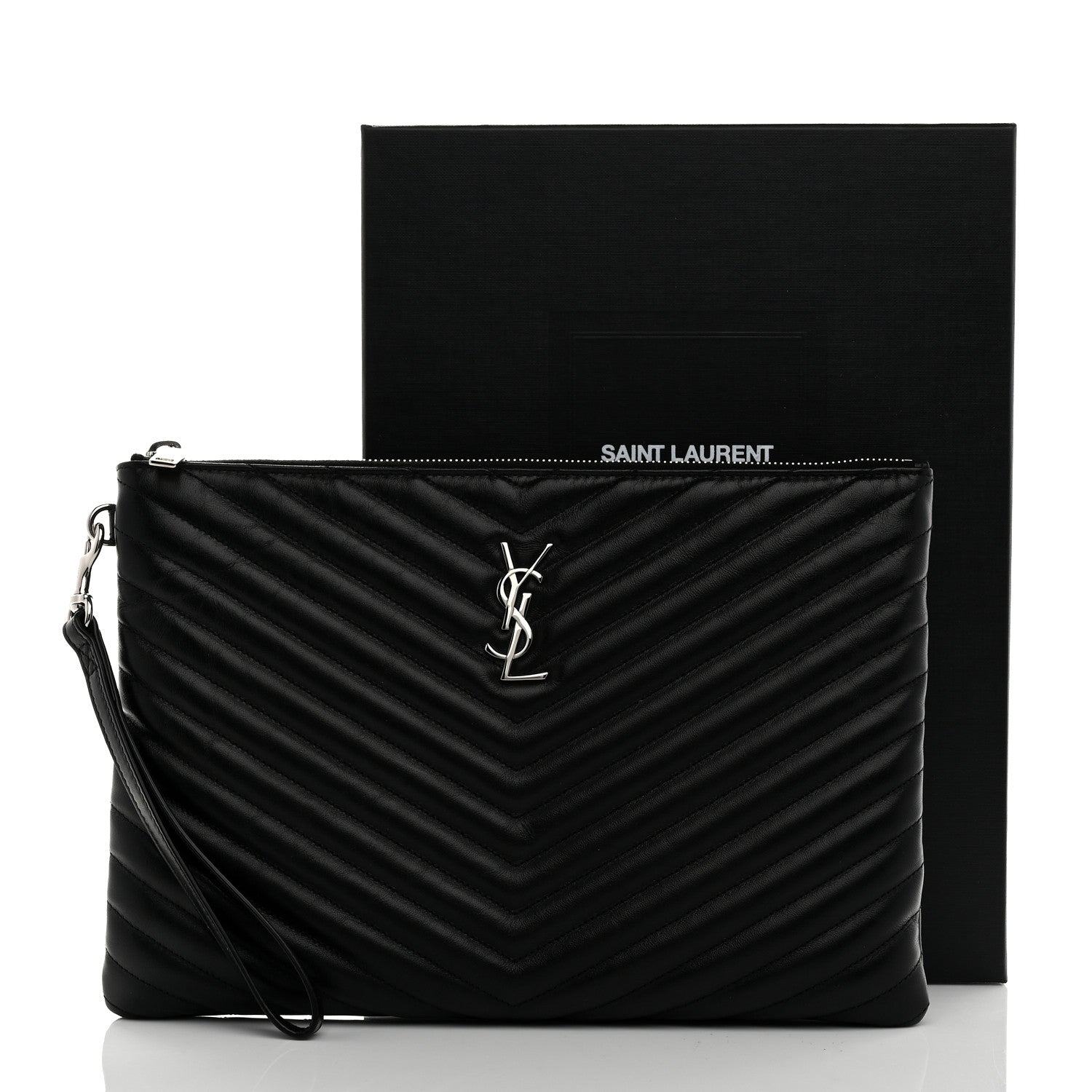 Saint Laurent Calfskin Matelasse Monogram Cassandre Tablet Pouch Black 8 of 8