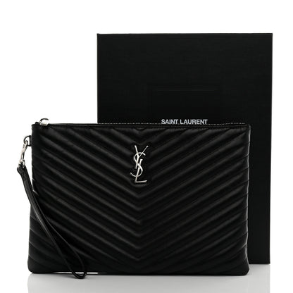 Saint Laurent Calfskin Matelasse Monogram Cassandre Tablet Pouch Black 8 of 8