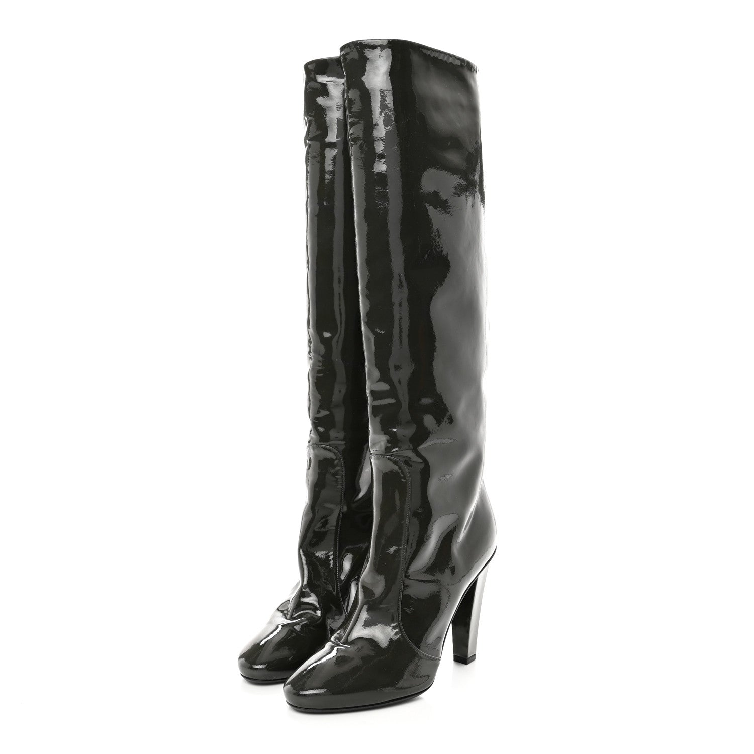 Jimmy Choo Patent Hallie Tall Boots 37 Black 3 of 7