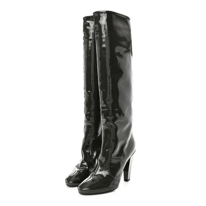 Jimmy Choo Patent Hallie Tall Boots 37 Black 3 of 7