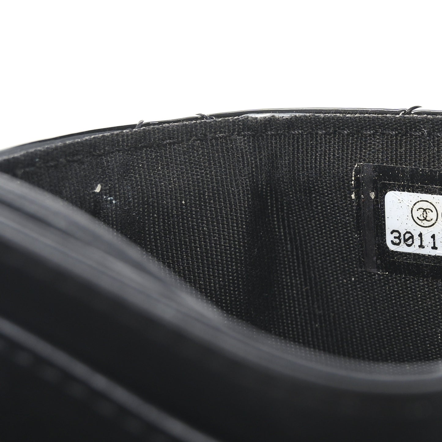 Patent Calfskin Quilted Card Holder Black