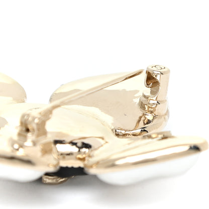 Chanel Resin Pearl CC Heart Brooch Gold Pearly White Black 5 of 6