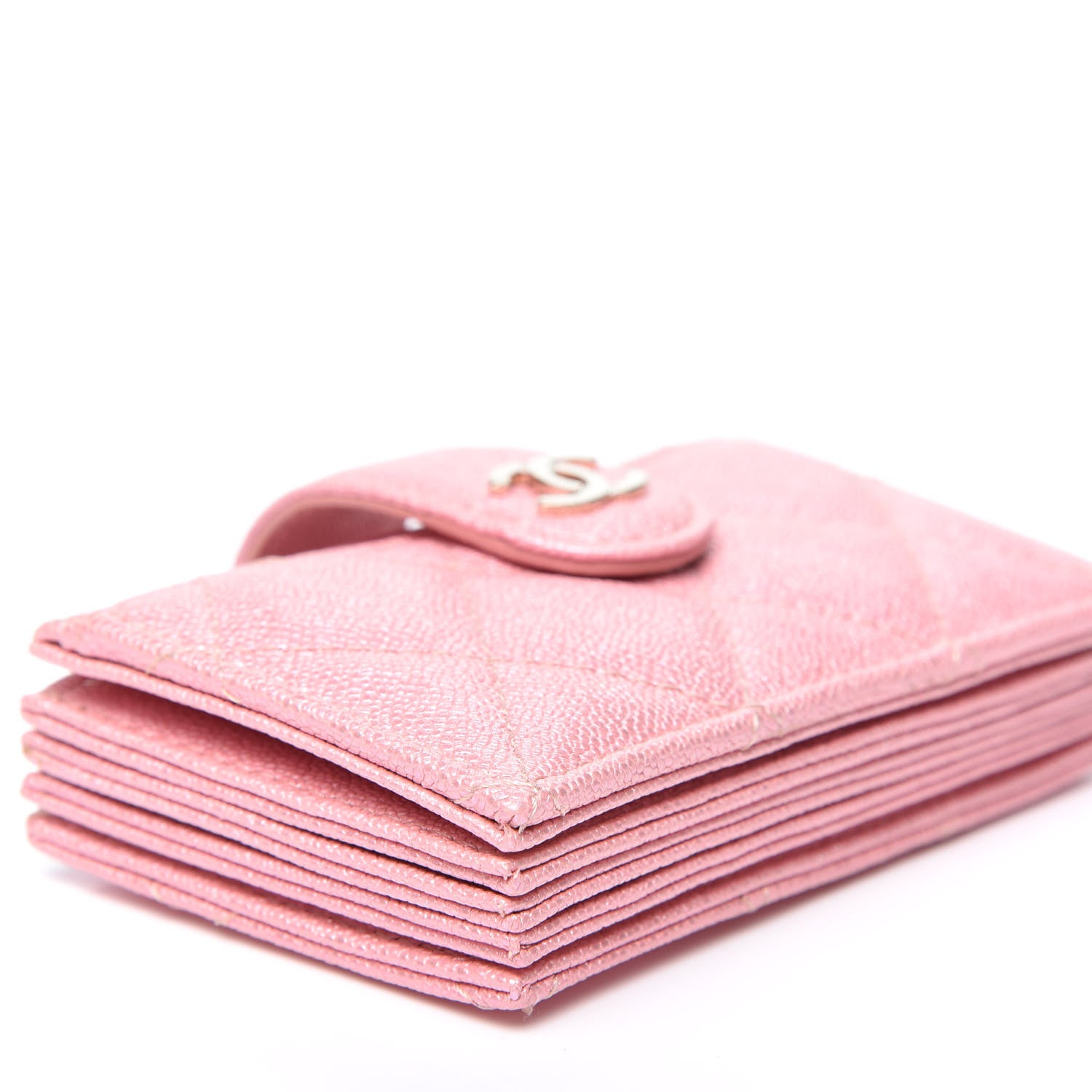Chanel Iridescent Caviar Quilted Gusseted Card Holder Pink 5 of 9