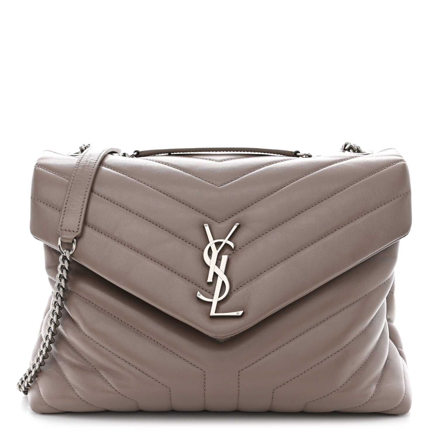 Saint Laurent Calfskin Y Quilted Monogram Medium Loulou Chain Satchel Mink 1 of 14