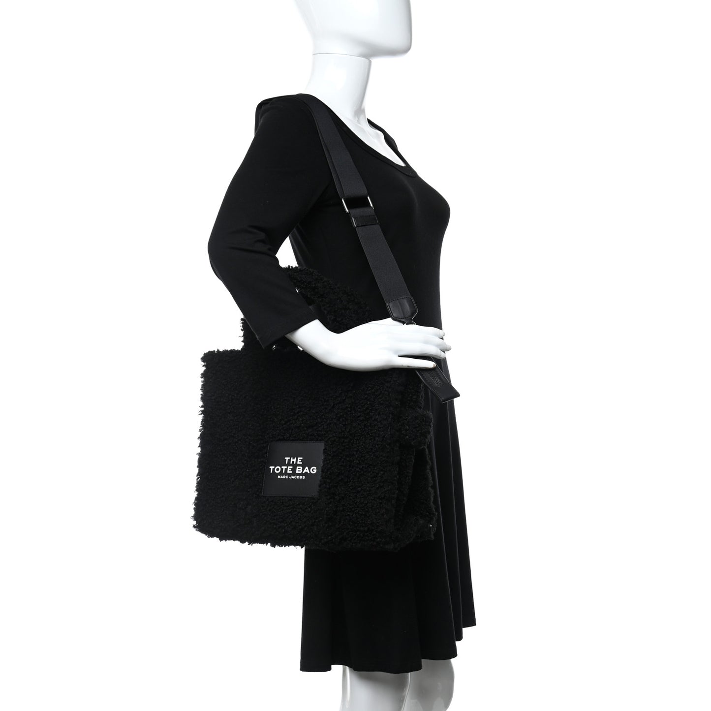 Polyester Cotton Medium The Teddy Traveler Tote Bag Black