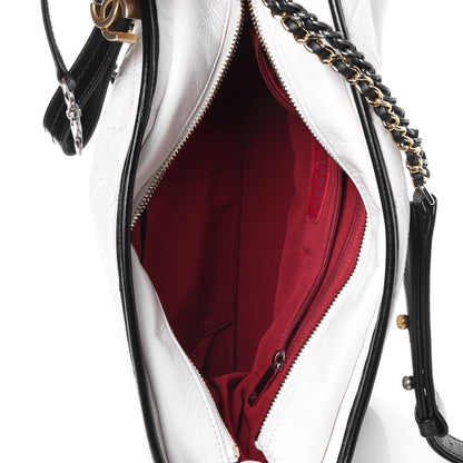 Chanel Aged Calfskin Quilted Medium Gabrielle Hobo Black White 4 of 4