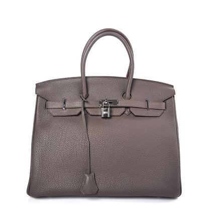 Hermes Togo Horeshoe Birkin 35 Etain Gris Perle 1 of 37