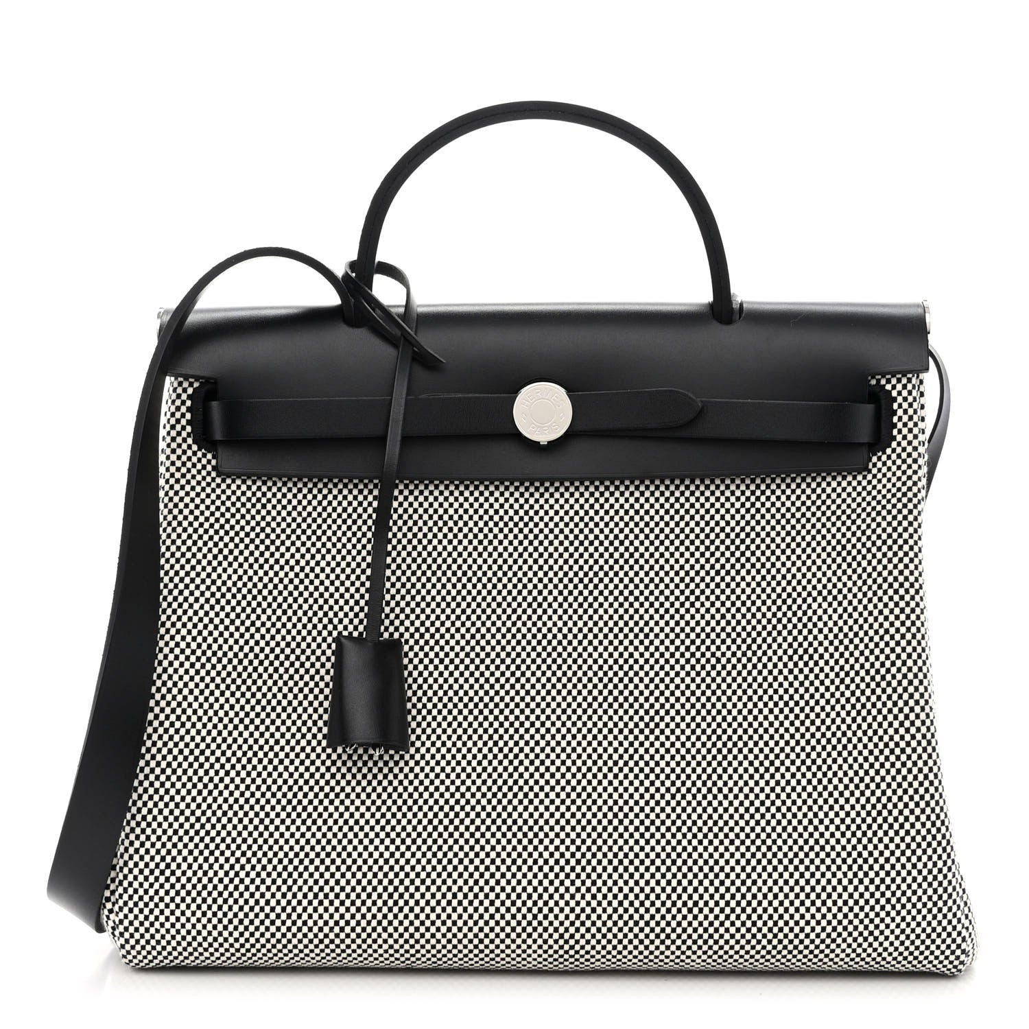 Hermes Vache Hunter Criss Viking Herbag Zip Retourne 31 PM Ecru Black 2 of 13