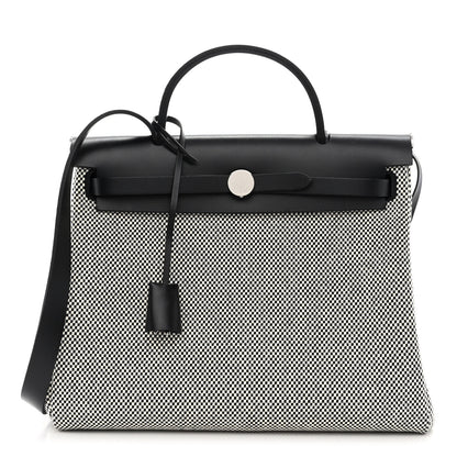 Hermes Vache Hunter Criss Viking Herbag Zip Retourne 31 PM Ecru Black 2 of 13
