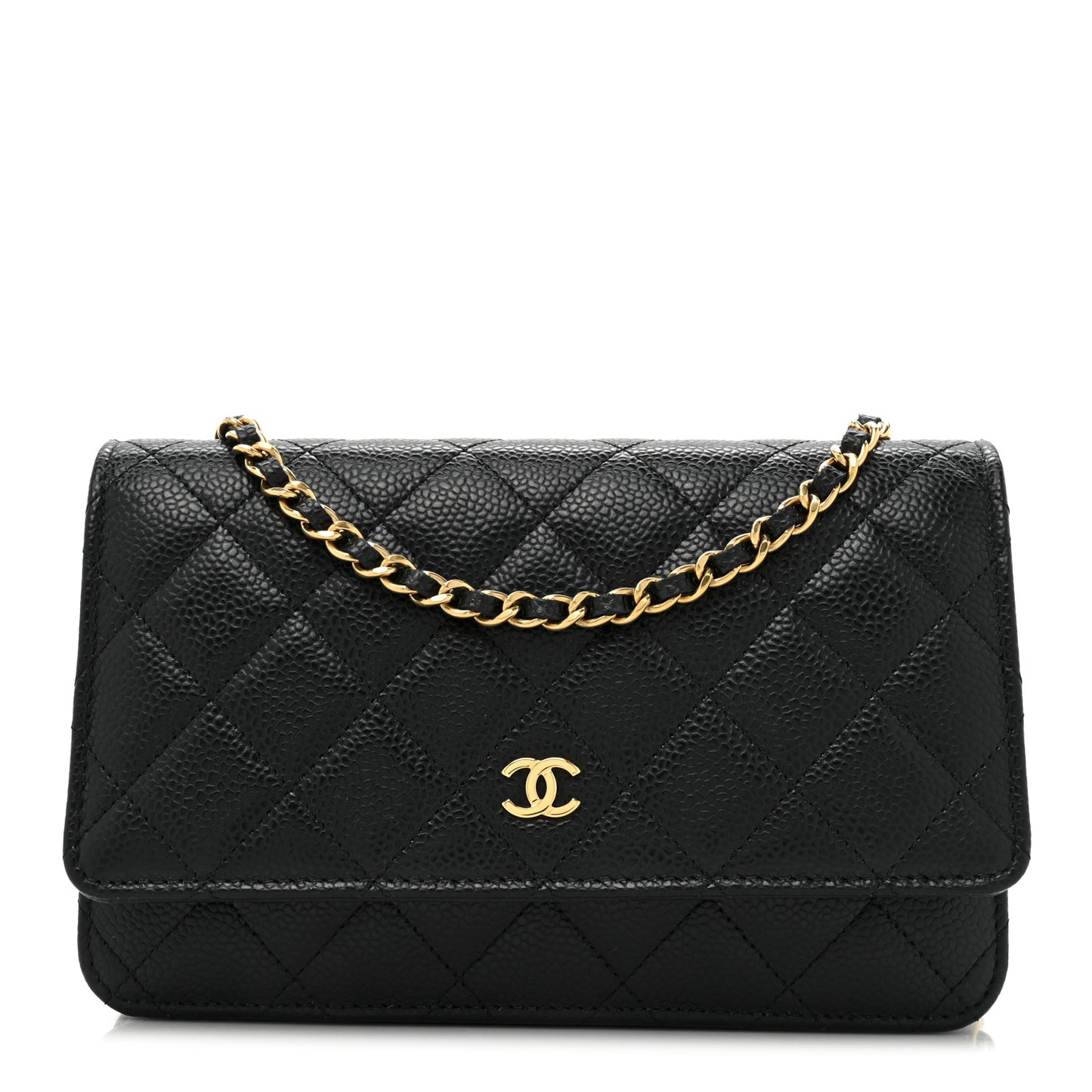 Caviar Quilted Wallet on Chain WOC Black