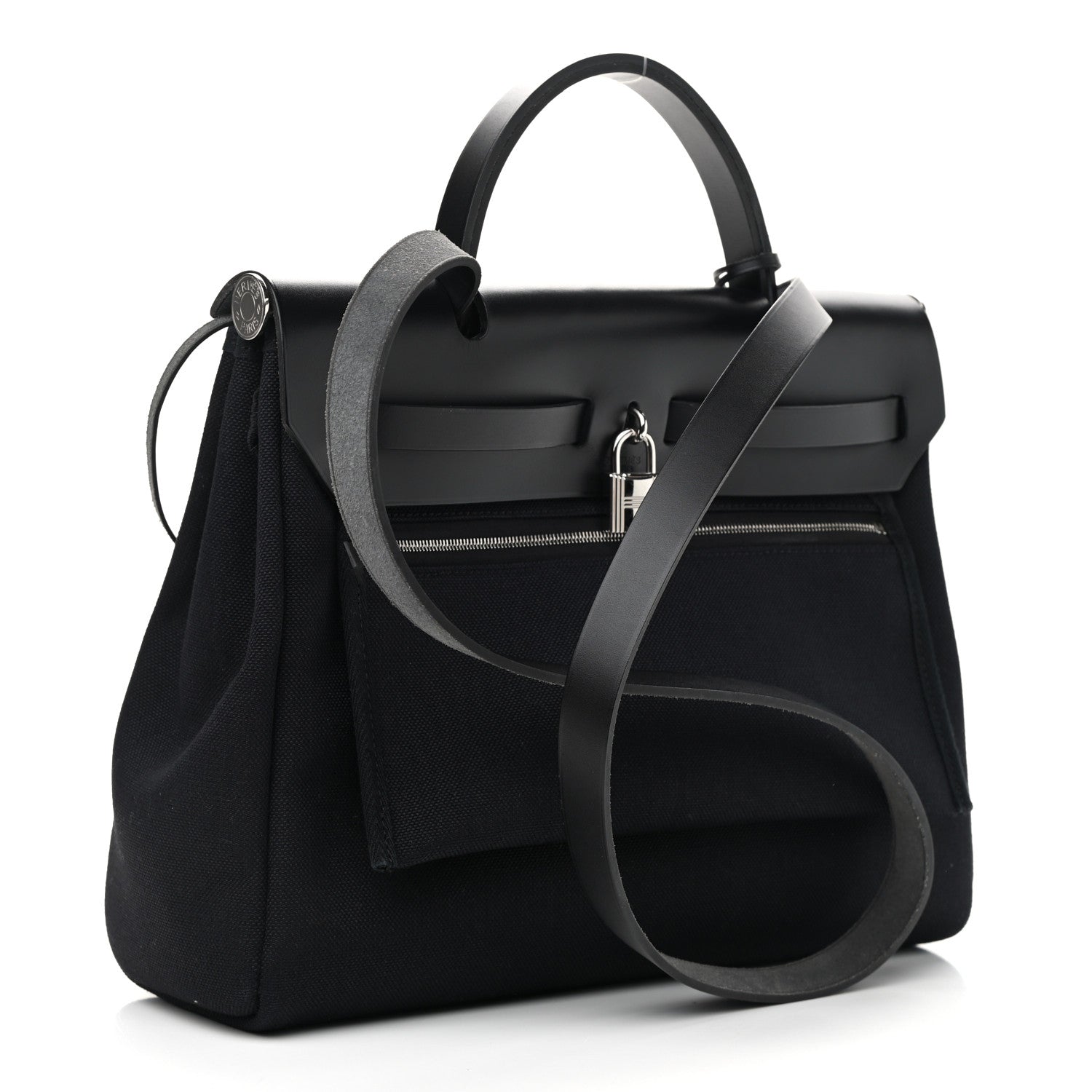 Hermes Military Toile Vache Hunter Herbag Zip Retourne 31 PM Black 4 of 12