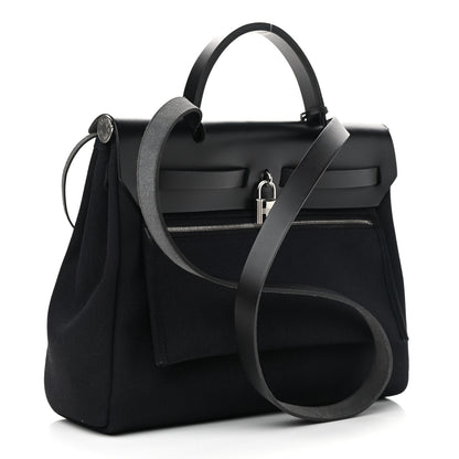 Hermes Military Toile Vache Hunter Herbag Zip Retourne 31 PM Black 4 of 12
