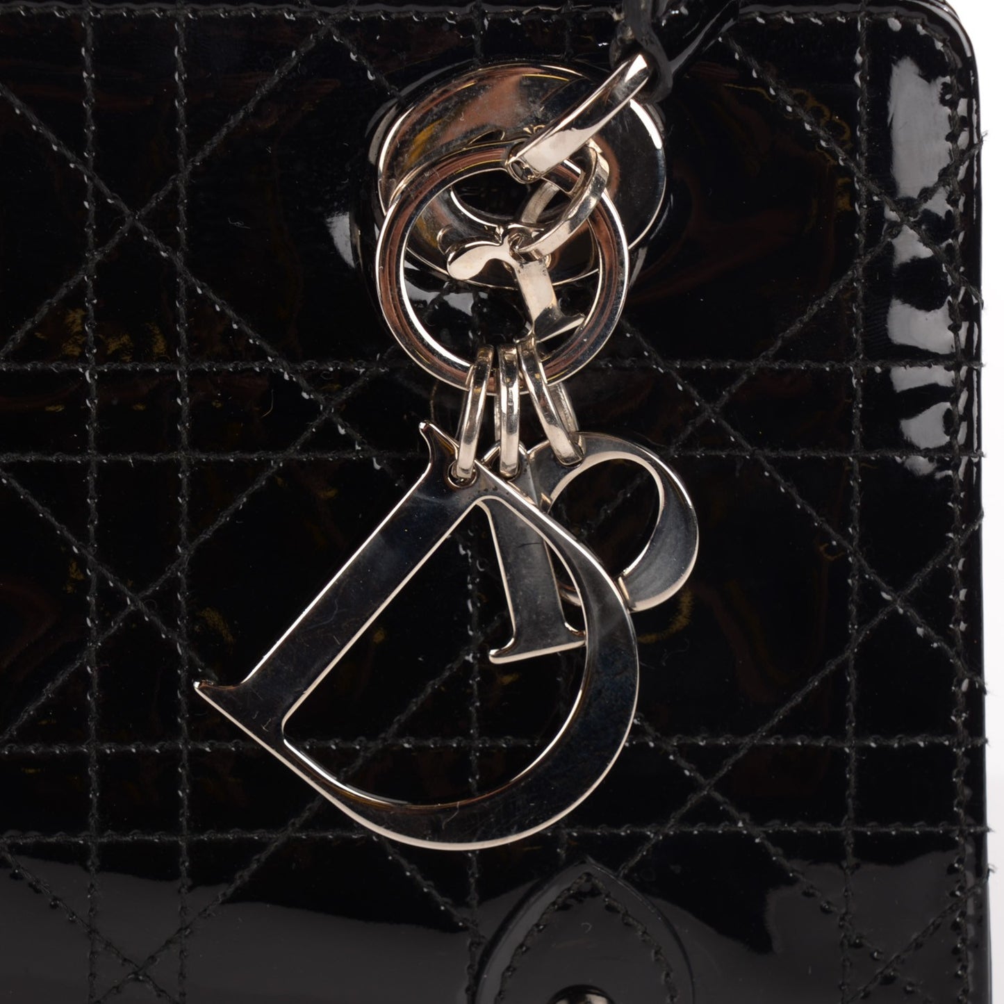 Patent Cannage Stitched East West Lady Dior Black