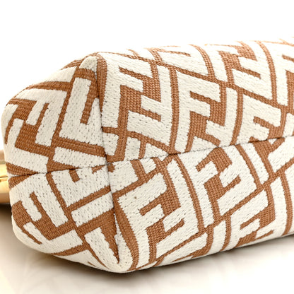 Fendi Raffia Chenille Shiny Nappa FF 1974 Small Fendi First Natural White Miele Scuro 9 of 12