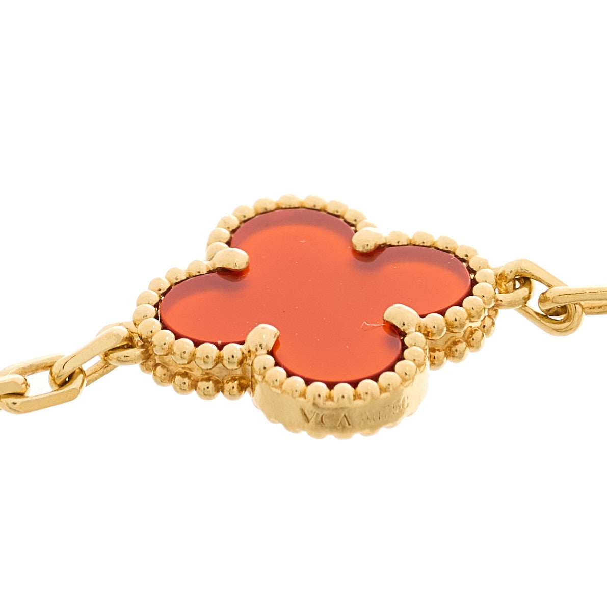 Van Cleef & Arpels 18K Yellow Gold Carnelian 5 Motifs Vintage Alhambra Bracelet 3 of 5