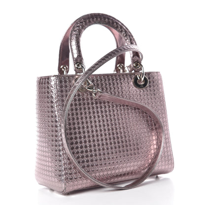 Christian Dior Metallic Patent Micro-Cannage Medium Lady Dior Pink 4 of 17