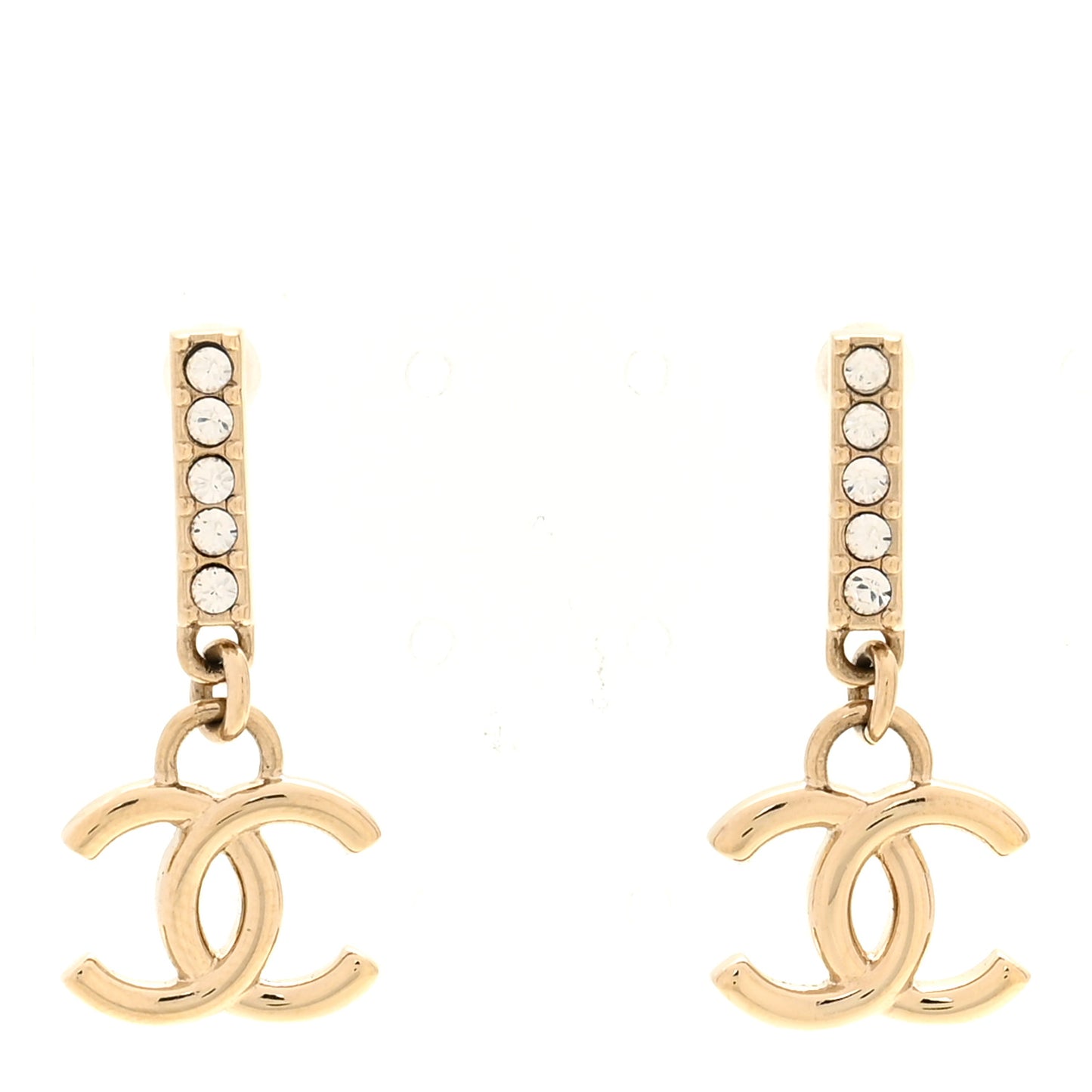 Crystal CC Drop Earrings Gold