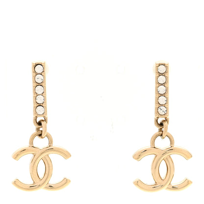 Chanel Crystal CC Drop Earrings Gold 1 of 5