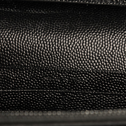 Saint Laurent Grain De Poudre Matelasse Chevron Monogram Chain Wallet Black 6 of 8