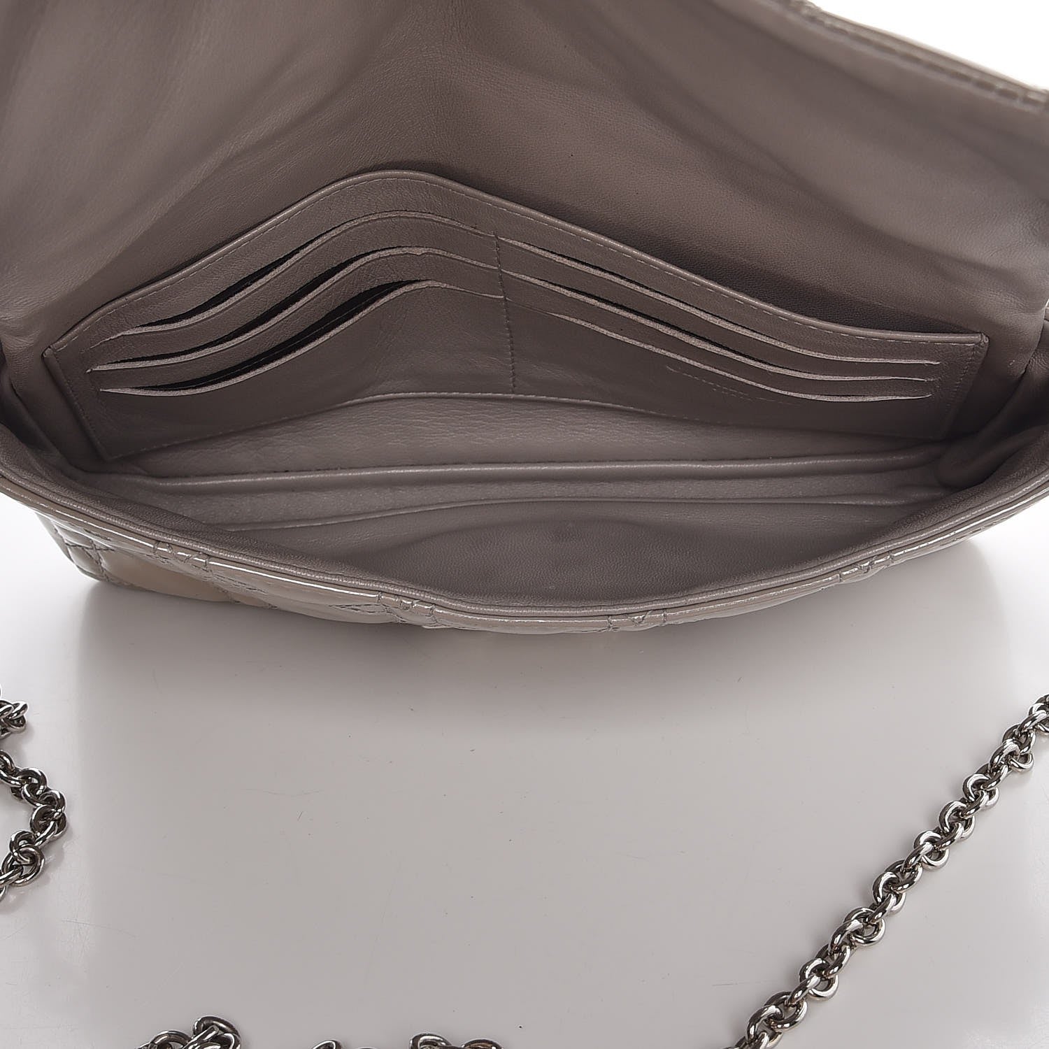 Christian Dior Patent Cannage New Lock Pouch Grey 5 of 10