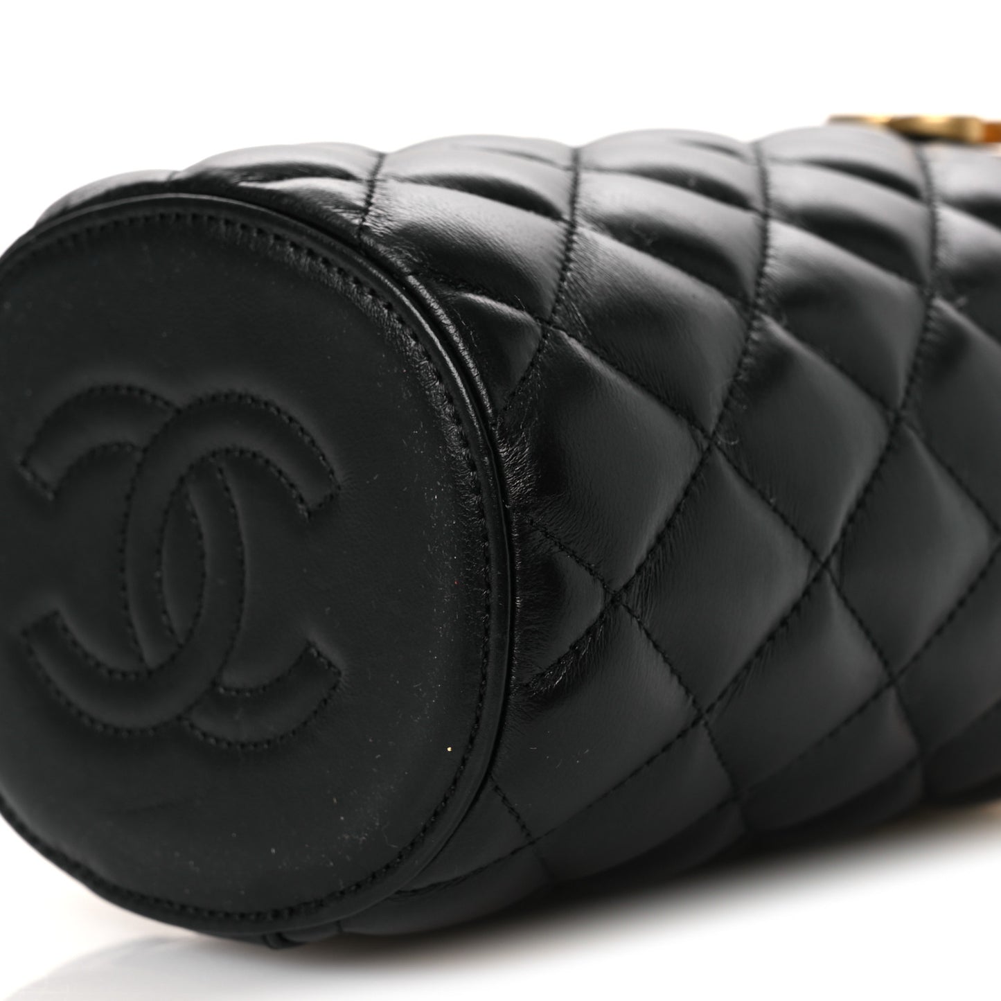 Lambskin Quilted Crown Box Bag Black