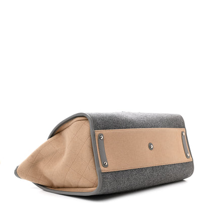 Chanel Wool Felt Calfskin Large Deauville Tote Grey Beige 4 of 13