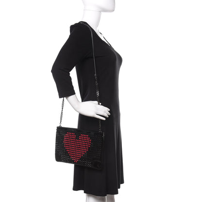 Christian Louboutin Patent Panettone Spiked Valentines Clutch Bag Black Fuchsia 2 of 11