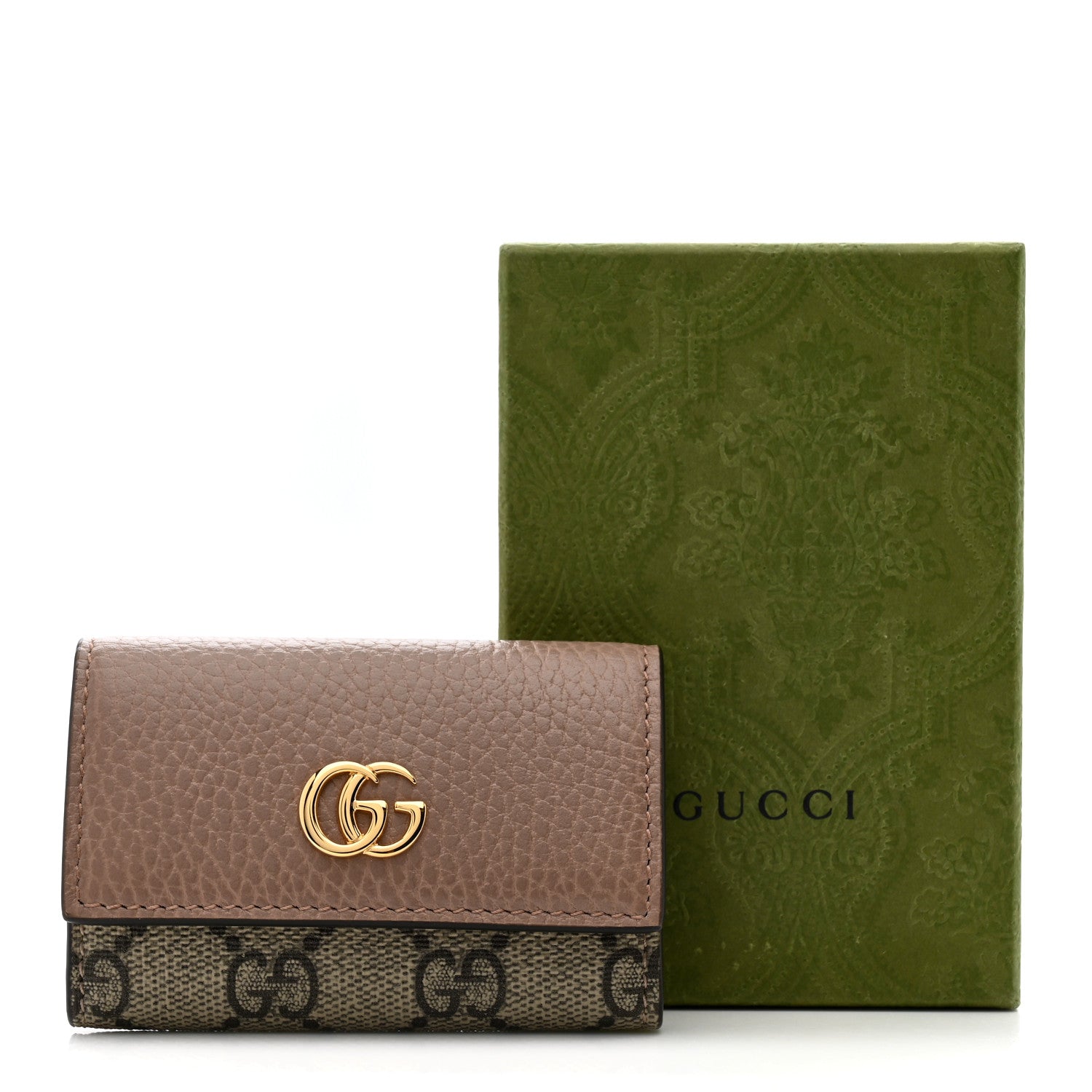 Gucci Dollar Calfskin GG Supreme Monogram GG Marmont 6 Key Holder Case Porcelain Rose Beige Ebony 8 of 8