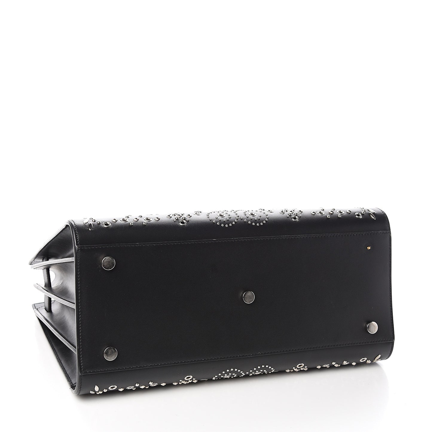 Calfskin Perforated Bandana Studded Small Sac De Jour Black