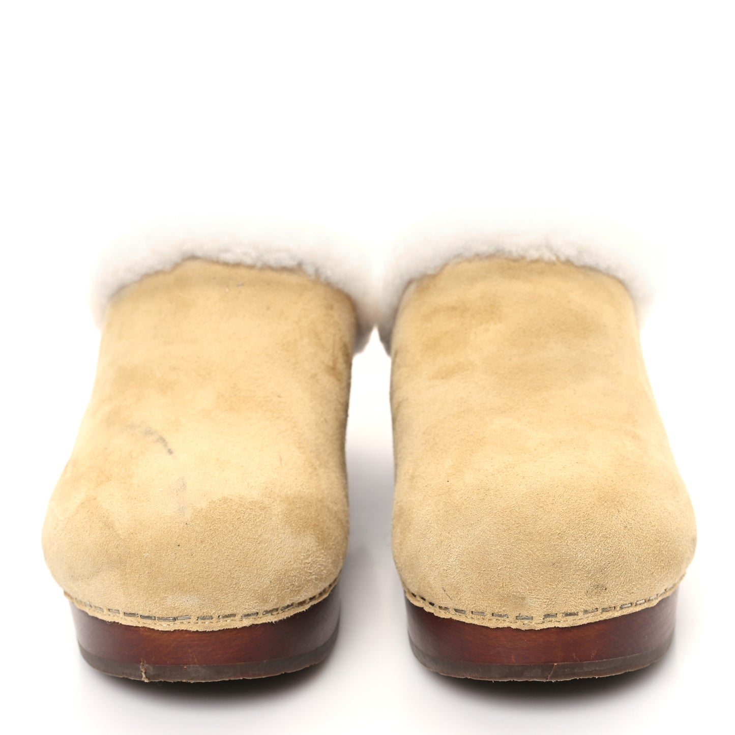 Suede Shearling CC Clogs 37 Beige