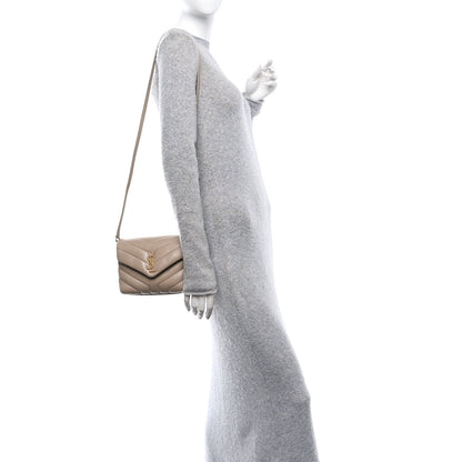 Saint Laurent Calfskin Y Quilted Monogram Toy Loulou Crossbody Bag Dark Beige 2 of 10