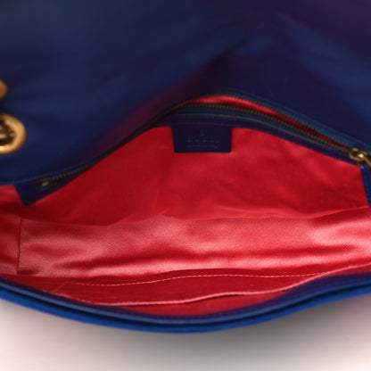 Gucci Velvet Matelasse Modern Embroidered Medium GG Marmont Shoulder Bag Cobalt 4 of 8