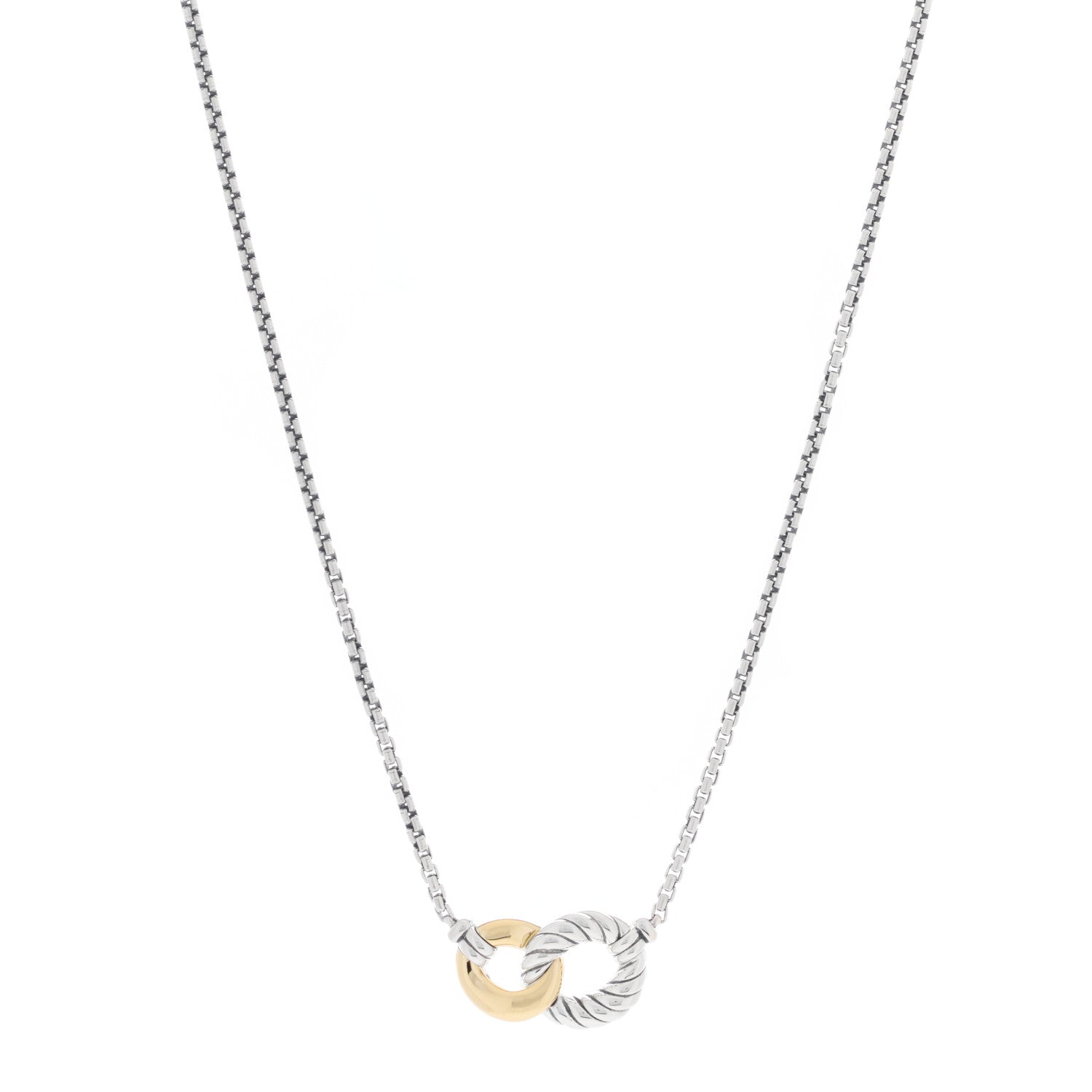 David Yurman Sterling Silver 18K Yellow Gold Belmont Pendant Necklace 1 of 3