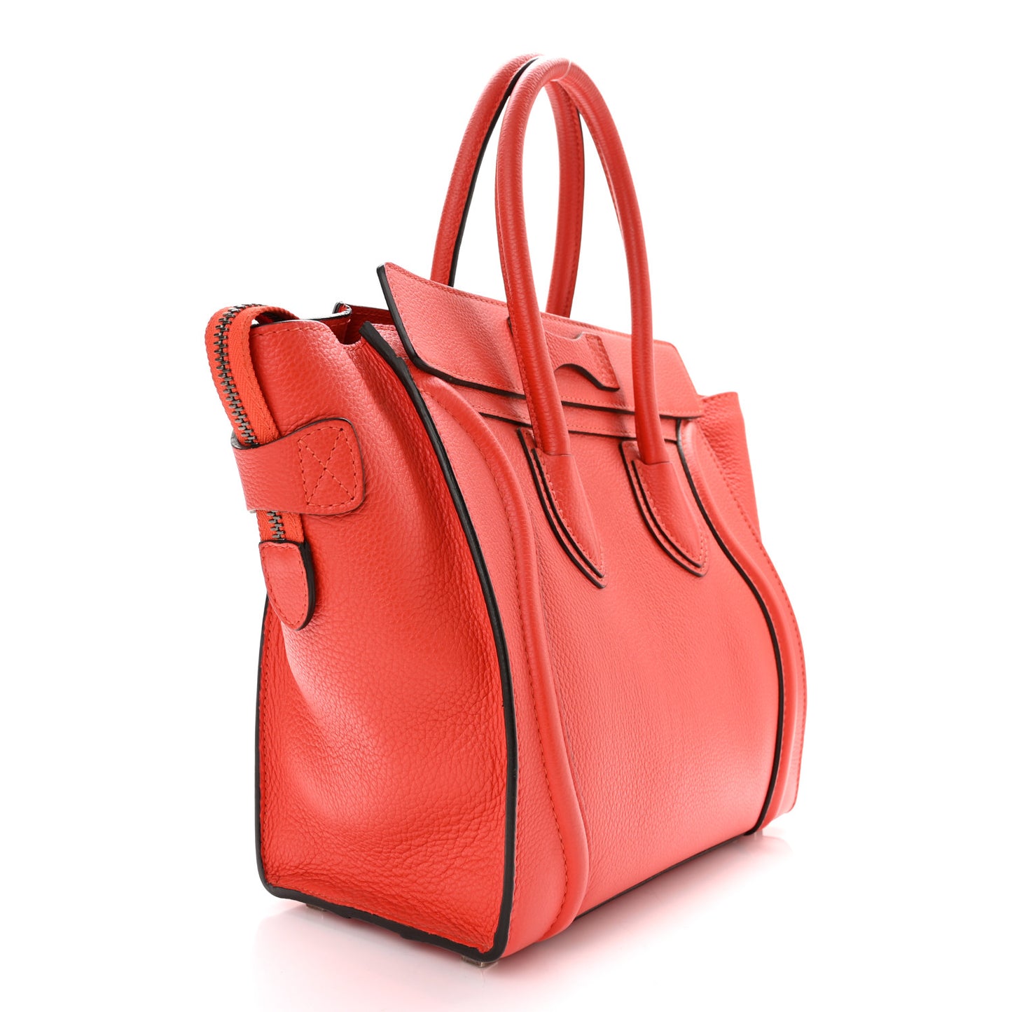 Drummed Calfskin Micro Luggage Coquelicot