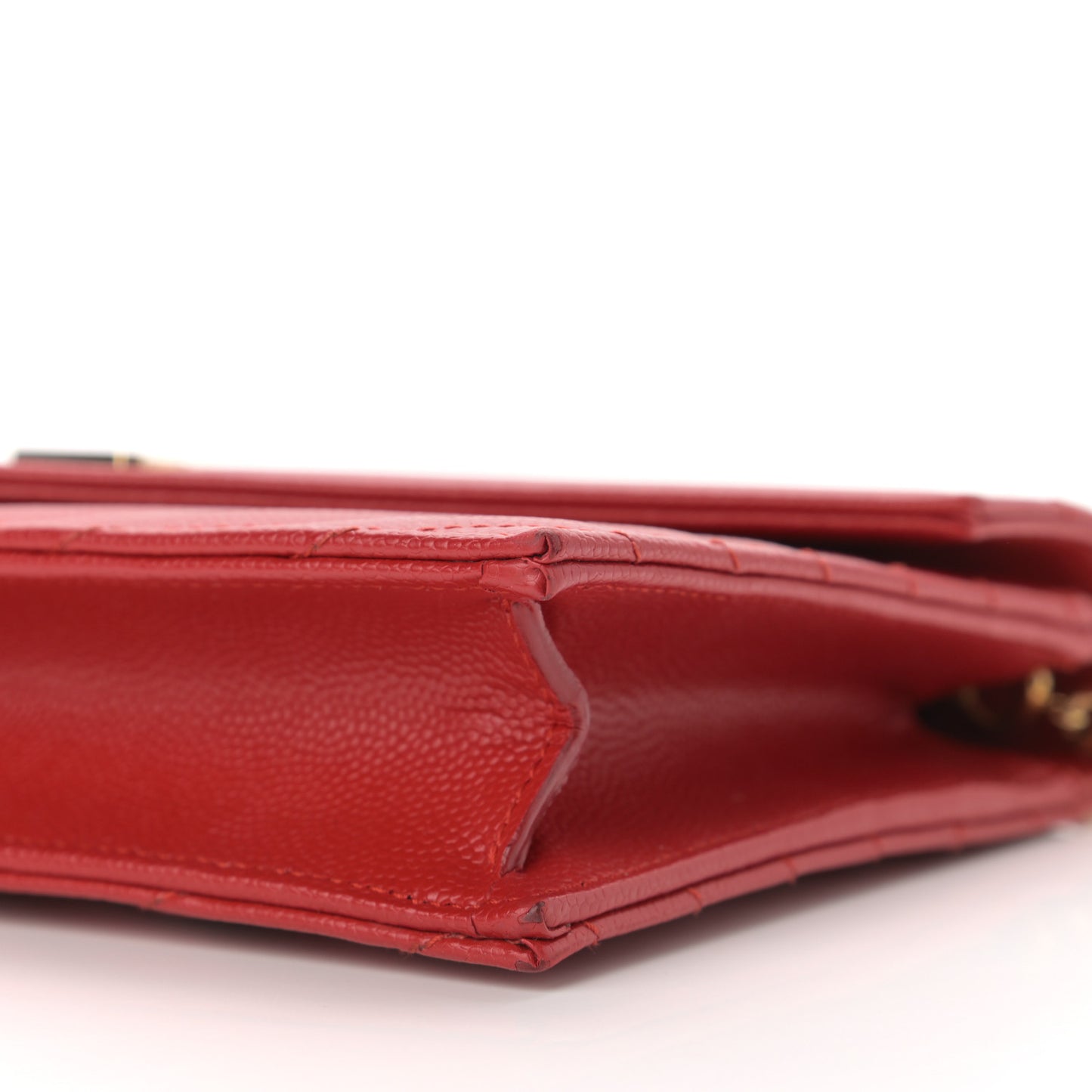 Grain De Poudre Matelasse Chevron Monogram Envelope Chain Wallet New Red