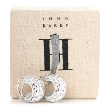 John Hardy Sterling Silver Basket Weave Huggie Earrings 4 of 4